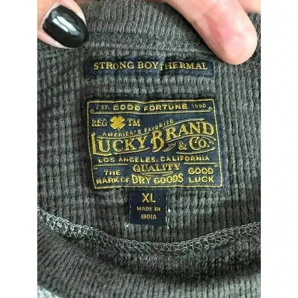 Lucky Brand Strong Boy Thermal XL Men's Long Sleeve Raglan Tee Shirt - Picture 9 of 9